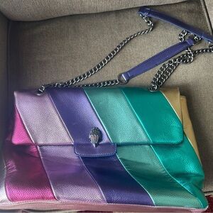 Kurt Geiger Purple and Green Leather Shoulder Bag